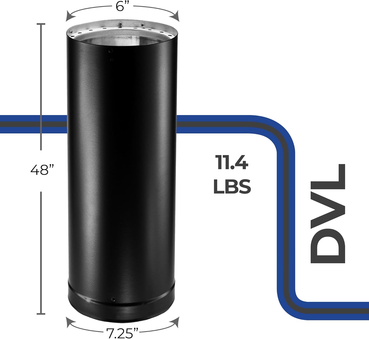 DuraVent DVL Double-Wall Chimney Stove Pipe, 6" x 48" - Galvanized Steel Vent and Exhaust Connector for Wood, Oil, Coal or Gas Stoves, Quick Install, Draft-Enhancing Venting Stovepipe - Image 3
