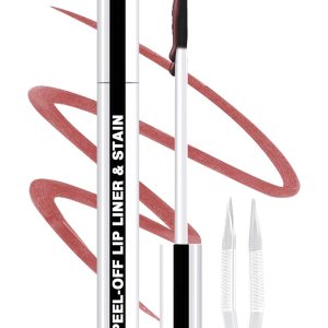 Lip Liner Stain Peel Off with Tweezer, Long Lasting Matte Lip Tattoo, Highly Pigmented Color Lip Tint Makeup, Waterproof, Transfer-proof Lipstain for Women, for All Skin Types Rose Pink