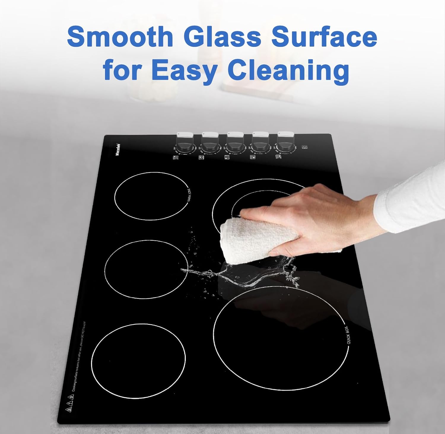 30 Inch Electric Cooktop 7300W Built-in Electric Stove Top 5 Burners 11 Power Levels,Knob Control,Keep Warm Function,Child Safety Lock,Hot Surface Indicator - Image 6