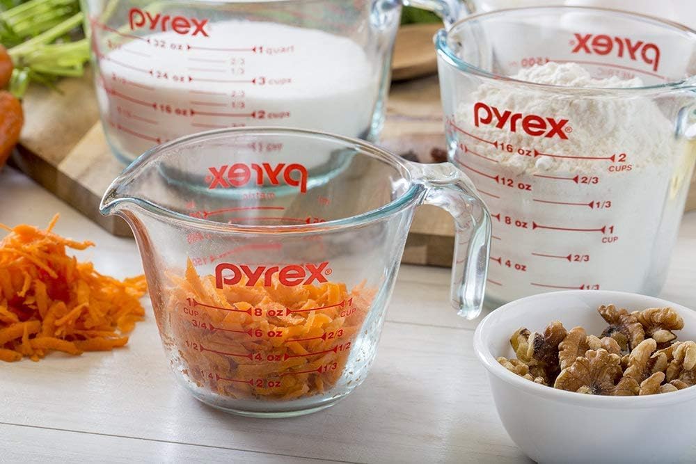 Pyrex Essentials (3-Pack) Glass Measuring Cups Set, (1, 2 & 4 Cup) Measuring Cups For Prepping, Baking and Cooking, Preheated Oven, Dishwasher, Freezer, and Microwave Safe - Image 6