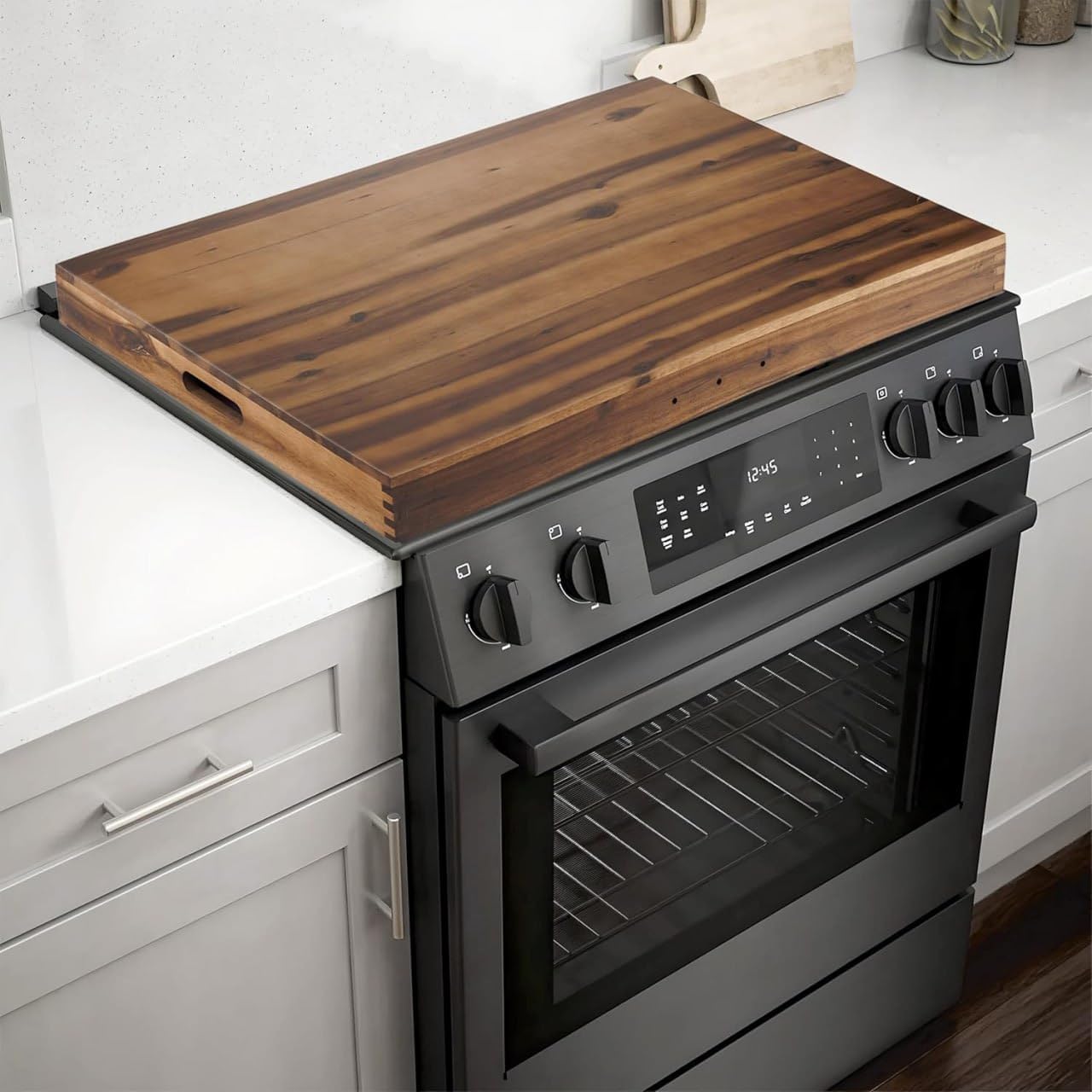 Stove Top Covers for Electric Stove 30”x22” (Outer) / 28.9”x20.8” (Inner) - Acacia Wood Noodle Board Gas Stovetop - Stove Top Covers for Gas Burners - Sink Cover For Counter Space (Walnut, X-Large)