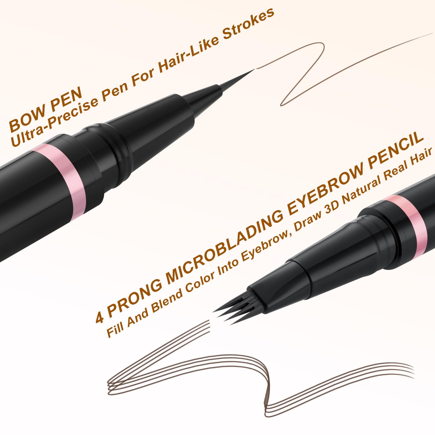 LAVONE Eyebrow Pencil Makeup Kit Waterproof 2-IN-1 Microblading Pen/Pomade Eyeliner and Dual-ended Brush, Brow Pencil Kit for Natural Eyebrows, Dark Brown - Image 3