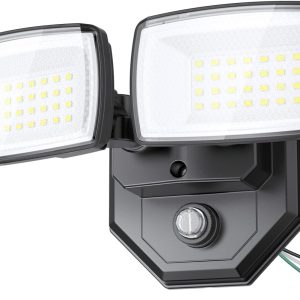 Onforu 32w 3200LM Dusk to Dawn Outdoor Lighting,6500K Dual-Head Flood Light Outdoor with Photocell,IP66 Waterproof Security Lights,Exterior Daylight Off and Night On Black Wall Light for Patio Garden