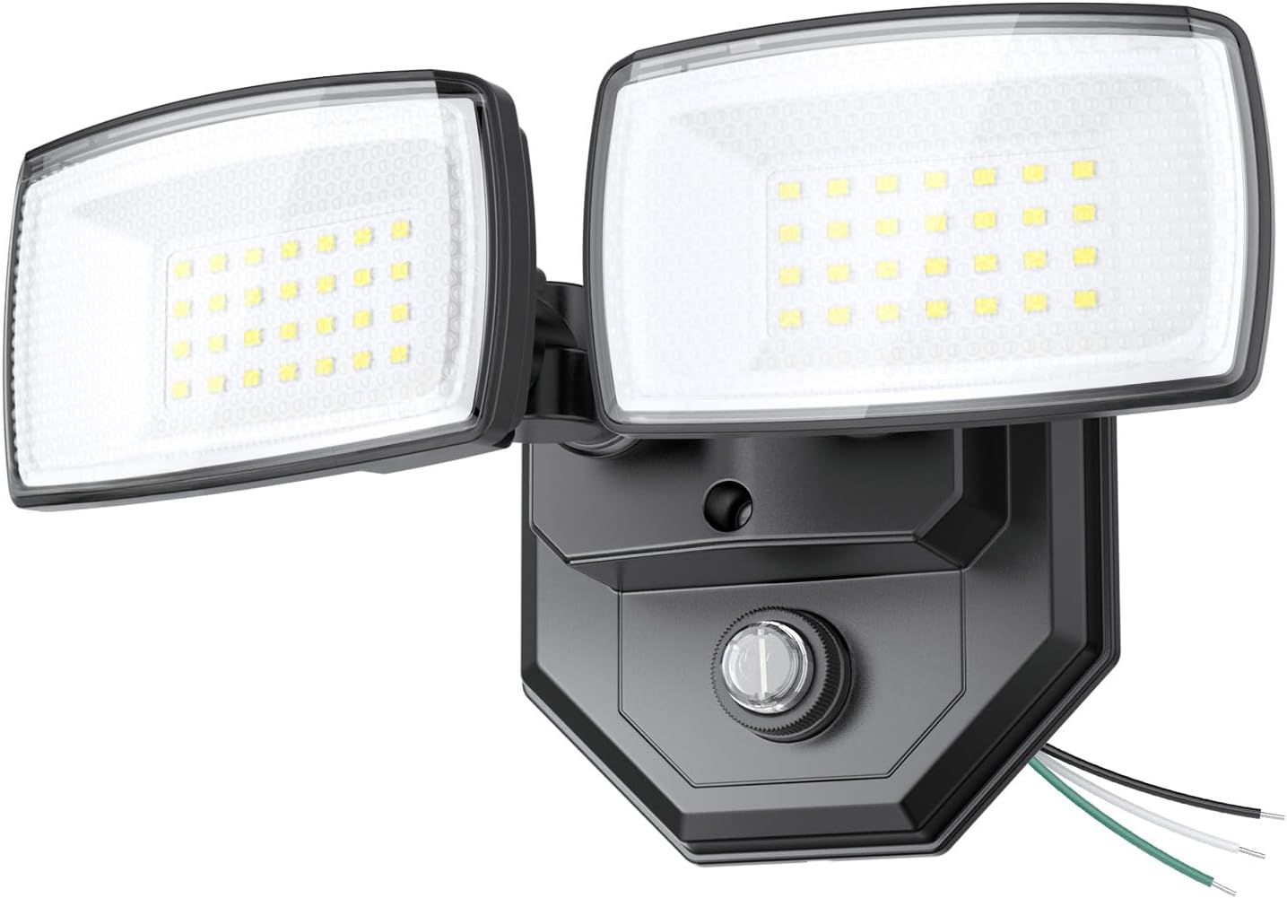 Onforu 32w 3200LM Dusk to Dawn Outdoor Lighting,6500K Dual-Head Flood Light Outdoor with Photocell,IP66 Waterproof Security Lights,Exterior Daylight Off and Night On Black Wall Light for Patio Garden