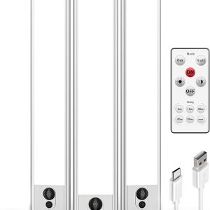 EZVALO 3 Pack Under Cabinet Lighting, Rechargeable Motion Sensor Light, LED Closet Lights Wireless, 5700K Dimmable, Timer, Magnetic, with Remote Control for Kitchen, Closet, Stair