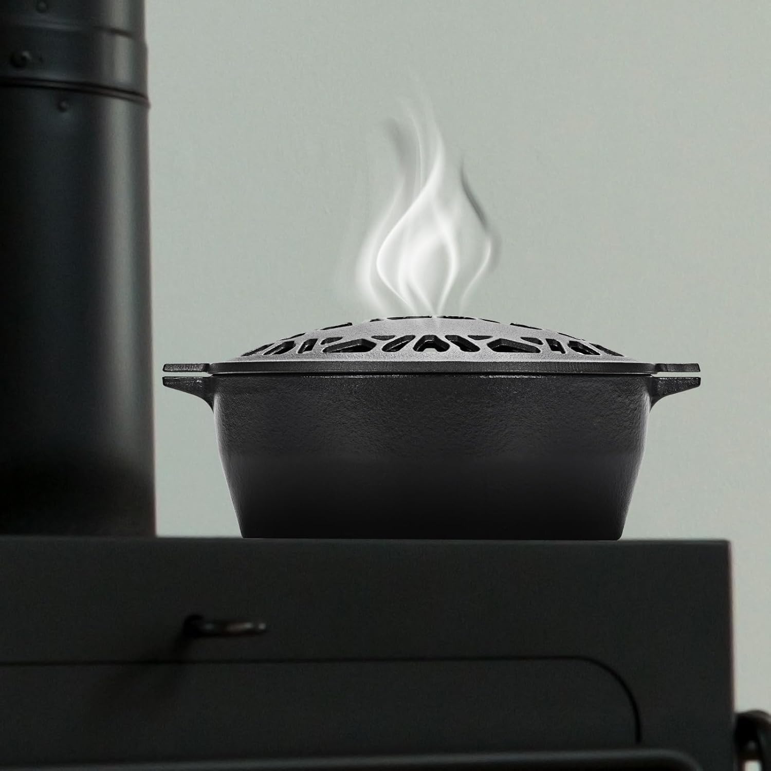 Wood Stove Steamer 2.5 Quart, Humidifier with Decorative Deer Pattern, Cast Iron, Rust Resistant Matte Black - Image 7