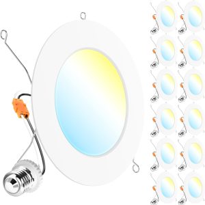 Sunco 12 Pack Retrofit LED Recessed Lighting 6 Inch, Can Lights for Ceiling, 1200 LM, 15W, Selectable CCT 2700K/3000K/4000K/5000K/6000K, Dimmable, Ultra Thin Flat Light Fixture UL.