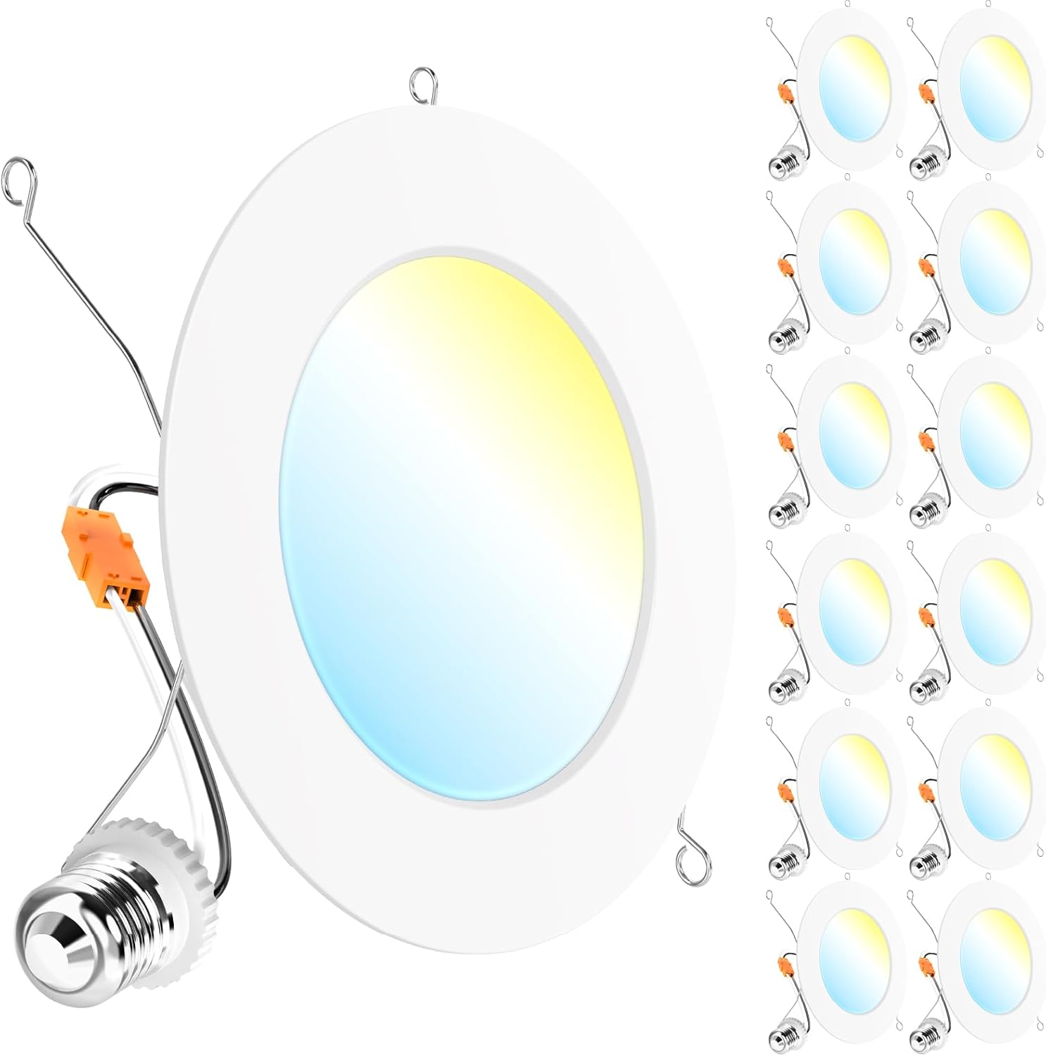 Sunco 12 Pack Retrofit LED Recessed Lighting 6 Inch, Can Lights for Ceiling, 1200 LM, 15W, Selectable CCT 2700K/3000K/4000K/5000K/6000K, Dimmable, Ultra Thin Flat Light Fixture UL.