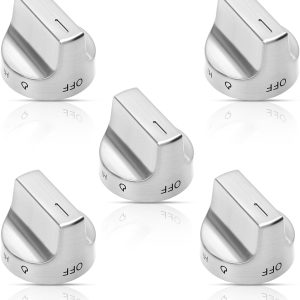 Stainless Steel W11159630 Stove Knob Compatible with Whirlpool Stove Parts,W11159630 Gas Range Knob Replacement W11023139,W11159630 Stove Top Knobs 5 Pcs