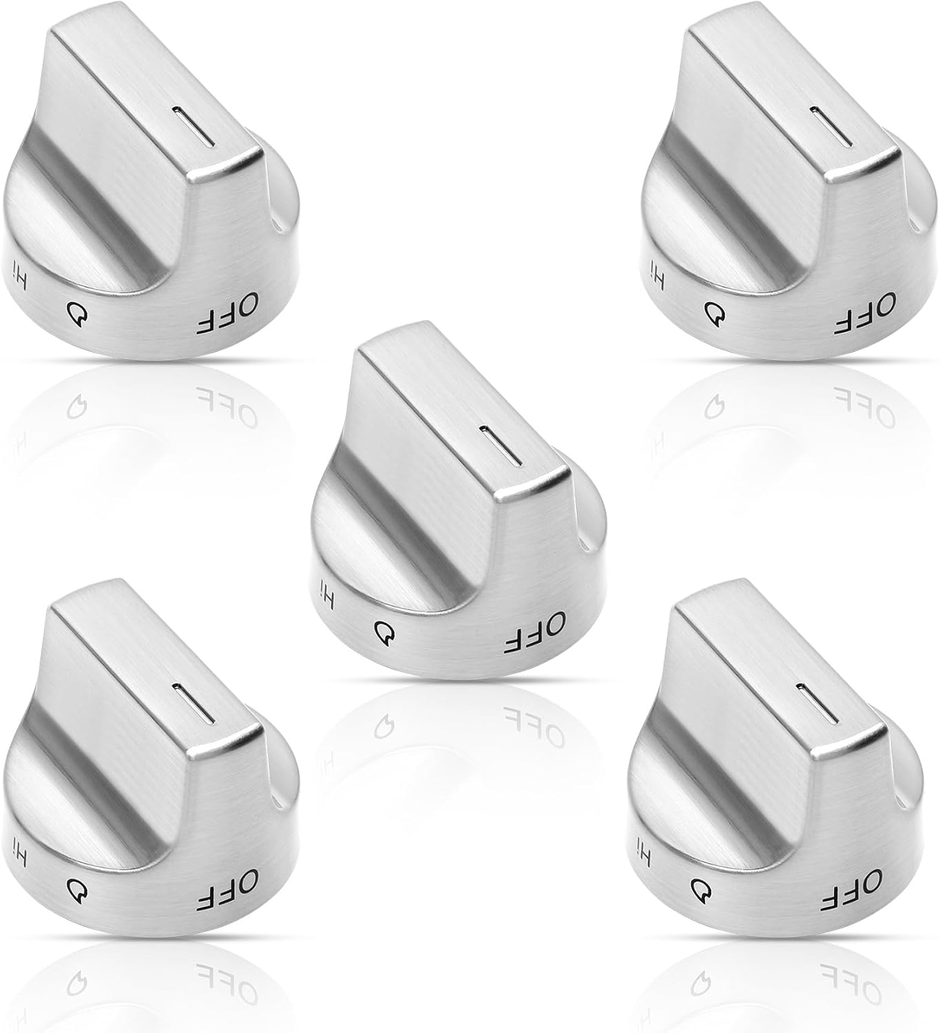 Stainless Steel W11159630 Stove Knob Compatible with Whirlpool Stove Parts,W11159630 Gas Range Knob Replacement W11023139,W11159630 Stove Top Knobs 5 Pcs