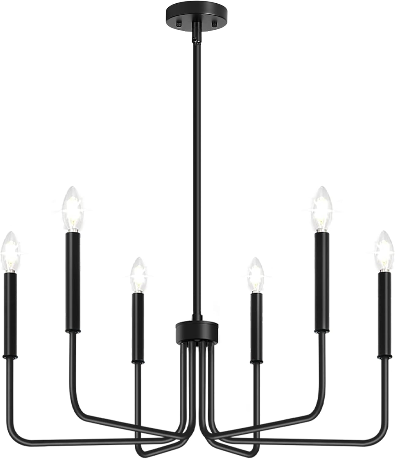Black Chandelier, 6-Light Farmhouse Chandelier for Dining Room Lighting Fixtures Hanging, Dining Light Fixtures Industrial Modern Chandelier for Bedroom, Foyer, Hall, Kitchen, Living Room and Entryway - Image 9