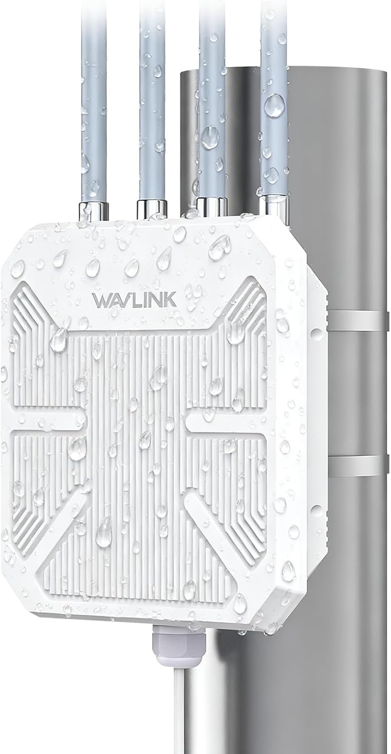 AX1800 WiFi 6 Outdoor WiFi Extender, WAVLINK Long Range WiFi Extender Signal Booster with PoE, Work with Starlink, IP67 Waterproof, Supports Extender/AP/Repeater/Mesh Mode for Farm,RV