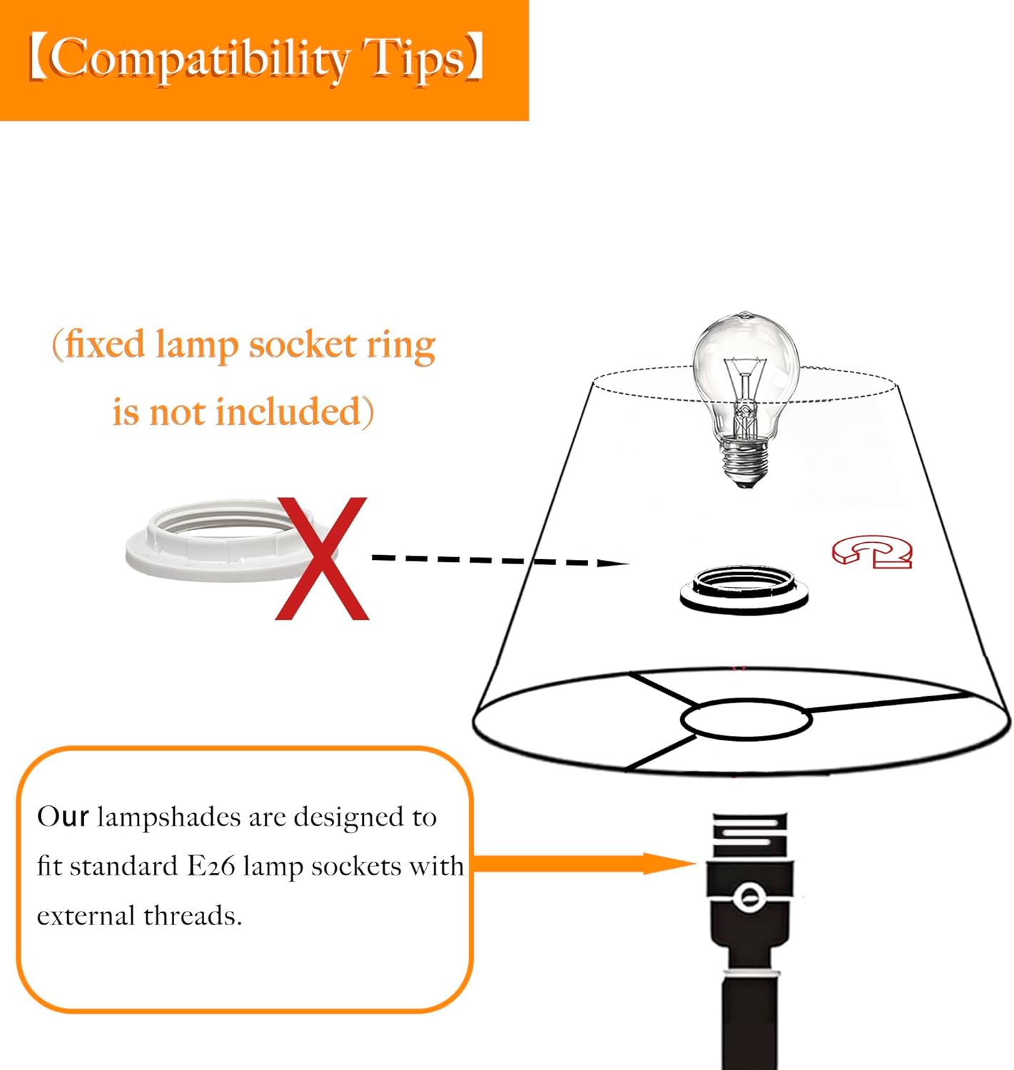 Small Empire Lamp Shades Set of 2 – Grey Linen, 5.91" Top x 10.24" Bottom x 7.48" H, Fits E26 Sockets with Fixing Rings (Not for UNO Fitting), Table Lamp Replacement Shades(Assembly Required) - Image 3