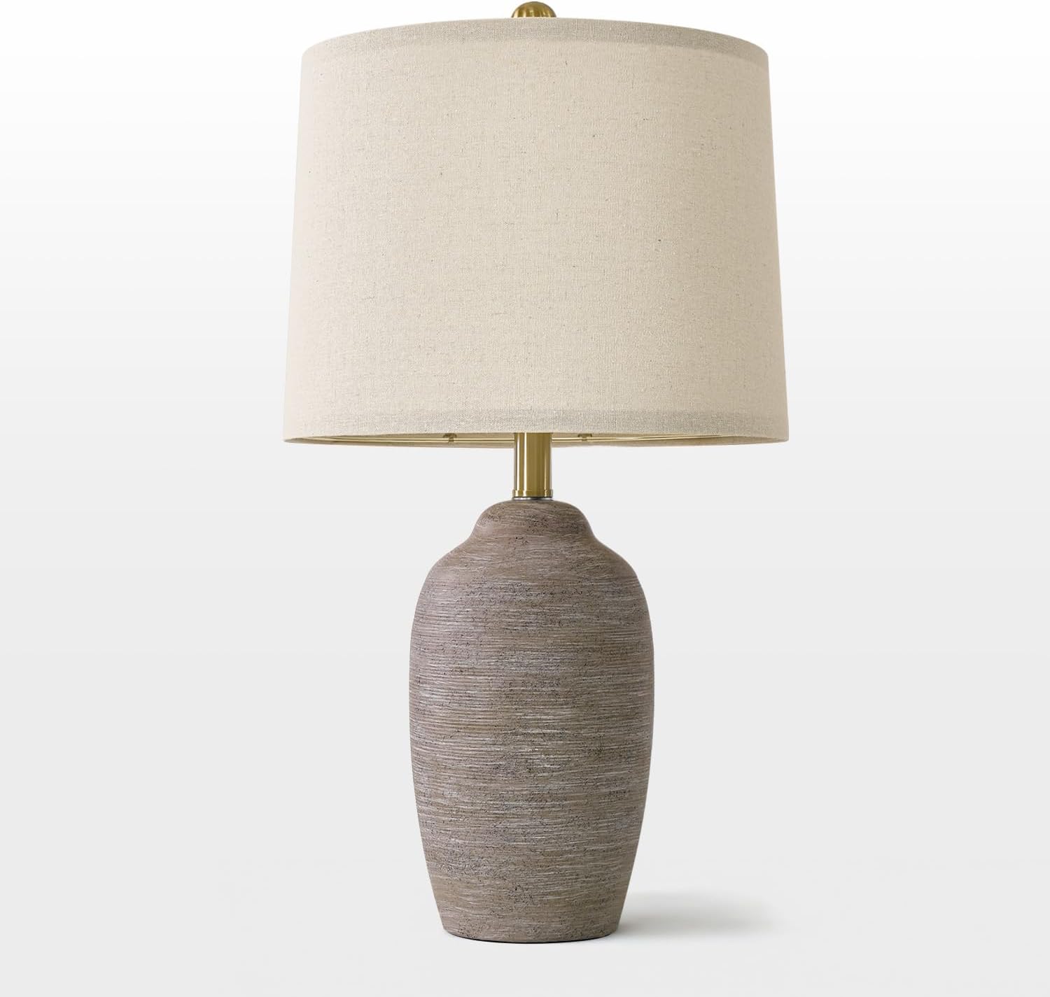 24.5" Handcrafted Ceramic Table Lamp - Single Farmhouse Vintage Rustic Bedside Lighting for Living Room, Bedroom, Entryway | Nightstand & End Table Decor with Linen Shade (Bulb Not Included) - Image 7