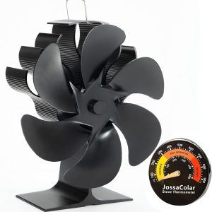 Wood Stove Fan Heat Powered Fireplace Fan Non Electric, Thermal Fan for Wood Burning Stove/Pellet/Log Burner, w/Stove Accessories Thermometer