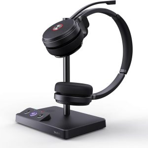 Yealink WH62 Dual Teams DECT Wireless Headset 525 ft Range, Work Headphones with 2X Noise Canceling Mic for IP Phone and Computer, Office Head Set with Call Control, Ringer,14 Hrs Talk Time