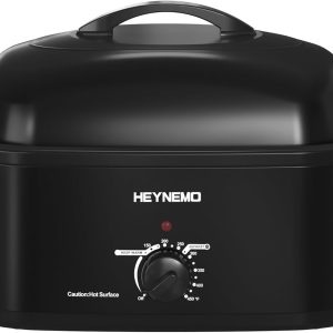 20 Quart Roaster Oven with Self-Basting Lid, Electric Turkey Roaster Oven with Defrost & Warm Function, Adjustable Temperature, Removable Pan & Rack, Stainless Steel, Black