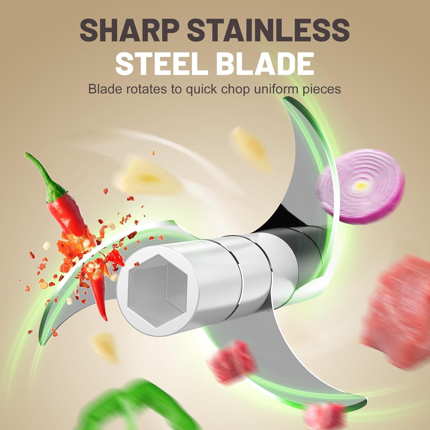 Rechargeable Portable and Cordless Mini Food Processor 300ML with Stainless Steel Blade, Electric Garlic Chopper Vegetable Chopper Blender for Nuts Chili Onion Minced Meat and Spices BPA-Free(Green) - Image 5