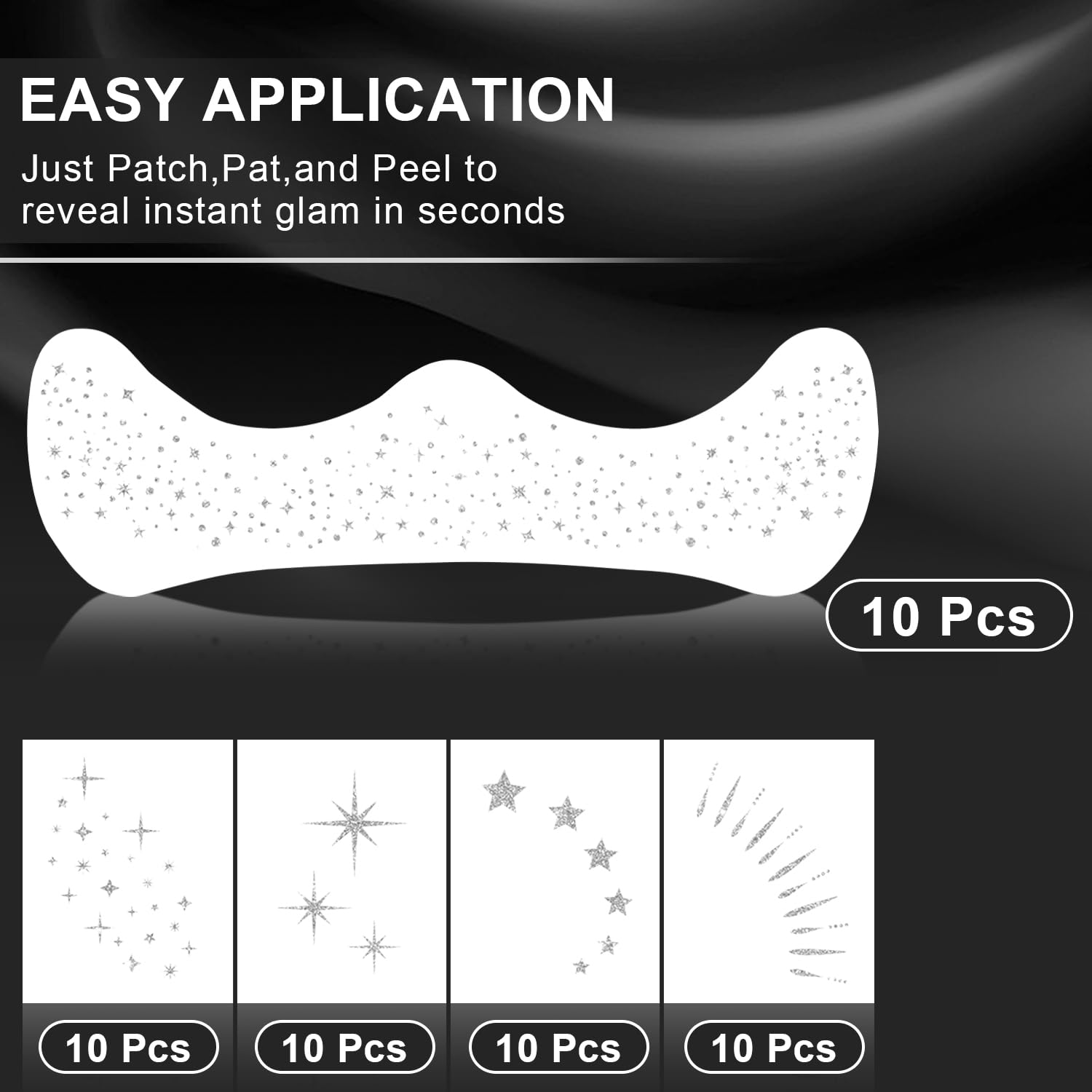 20PCS Glitter Freckles, Glitter Freckles Face Tattoo, Sparkle Freckles for Women and Kids, Cute Star Waterproof Silver Temporary Face Tattoos Glitter Glow Up Patches Makeup Patches (Silver) - Image 6