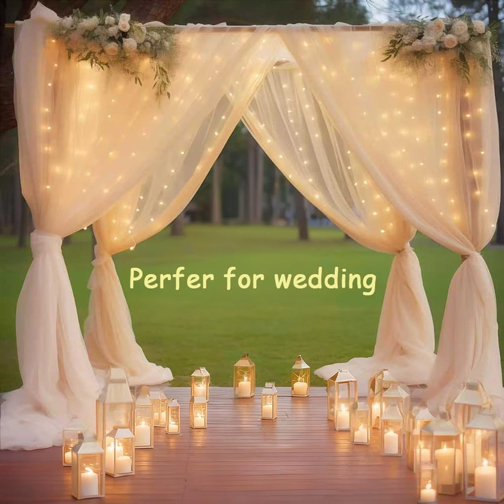 Honche 300Led Fairy Curtain String Lights 10x10ft with Remote Window Lights for Bedroom Wedding Party Festive Season Propose Christmas Decoration(Warm White) - Image 3
