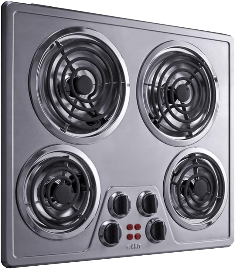 Summit 24" Electric Cooktop, 4 Burners, 208-240V Coil Cooktop, ADA Compliant, Stainless Steel- CR4SS24 - Image 2