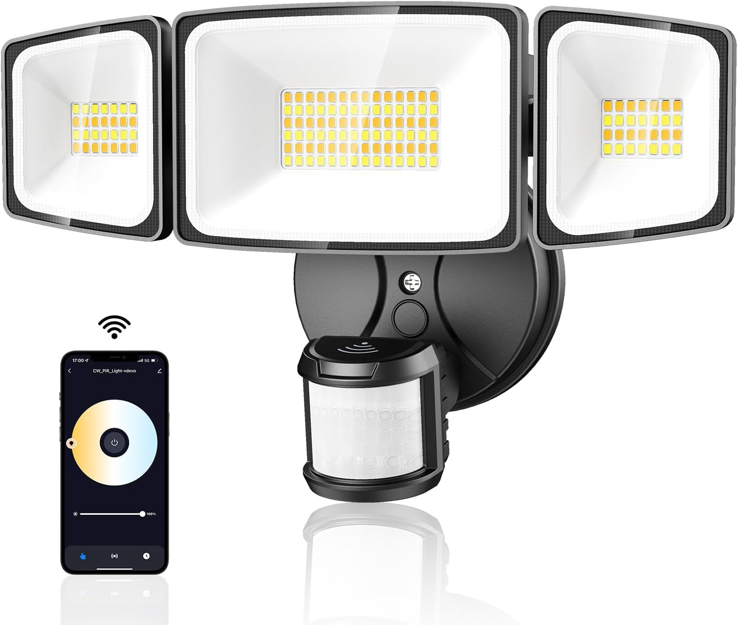 Onforu 65W Smart LED Security Lights Motion Sensor Light Outdoor, APP Control, Outdoor Motion Detector WiFi Alexa Flood Light 5500LM, 2500K-6500K, with Adjustable 3 Head