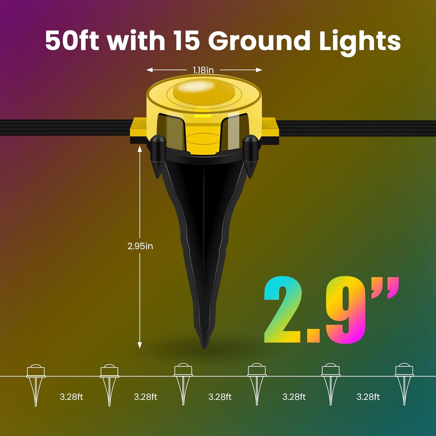 Permanent Outdoor Lights for House,50 FT Outdoor Ground Lights with RGB Color Changing, Bluetooth Music Sync, IP67 Waterproof, Timer, 44 Key Remote & App Control for Eaves and Landscape Lighting - Image 7