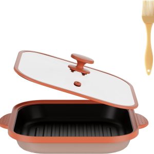 Microwave Grill Pan with Cover - Bacon Cooker, Crisper & Grilled Cheese Maker, Microwave Cookware,Dishwasher Safe for Easy Clean