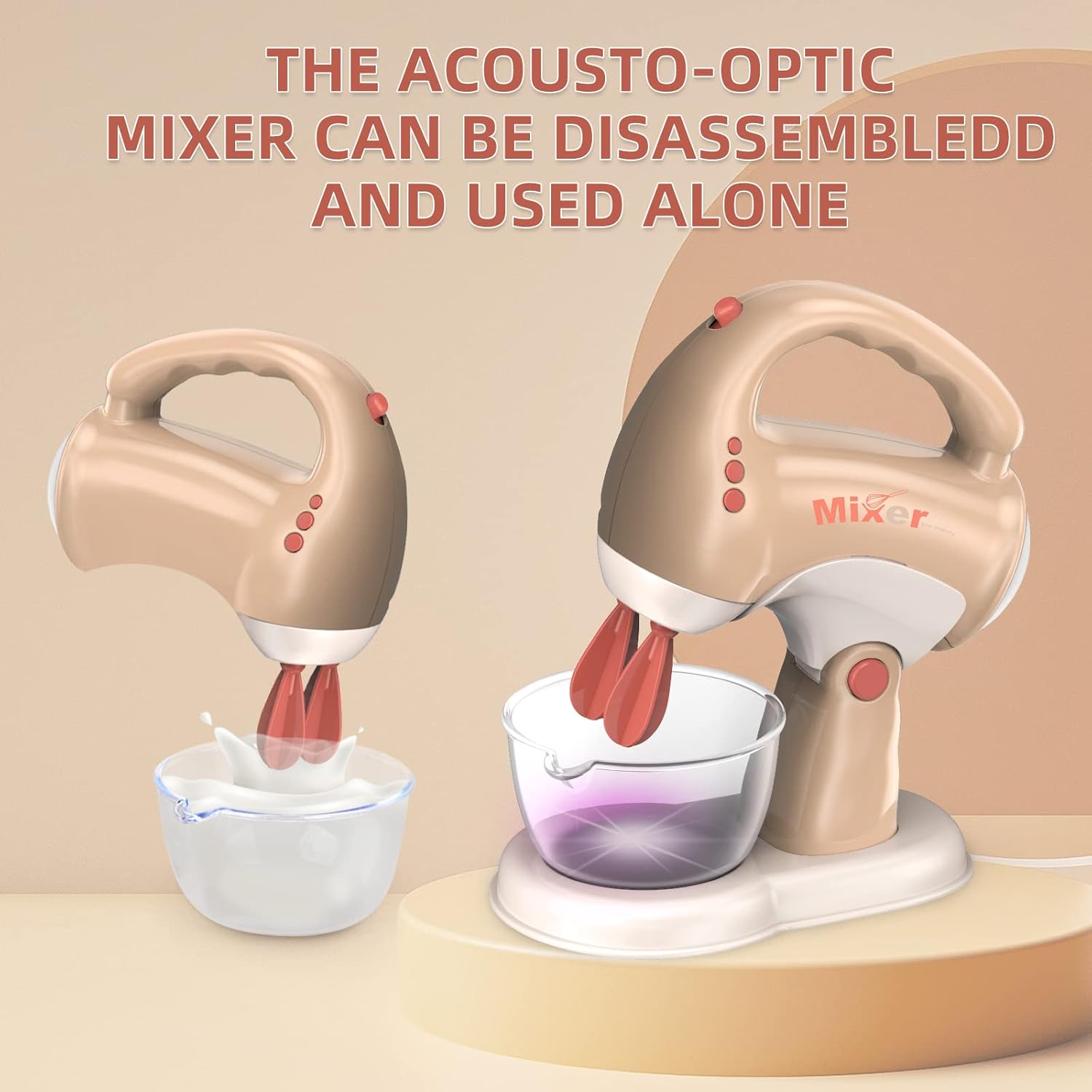 Play Kitchen Toys, Pretend Play Kitchen Appliances Toy Set with Coffee Maker, Mixer, Toaster with Realistic Lights& Sounds, Birthday Gift for Kids Ages 3-5 4-6 6-8 (5 Machine) - Image 3