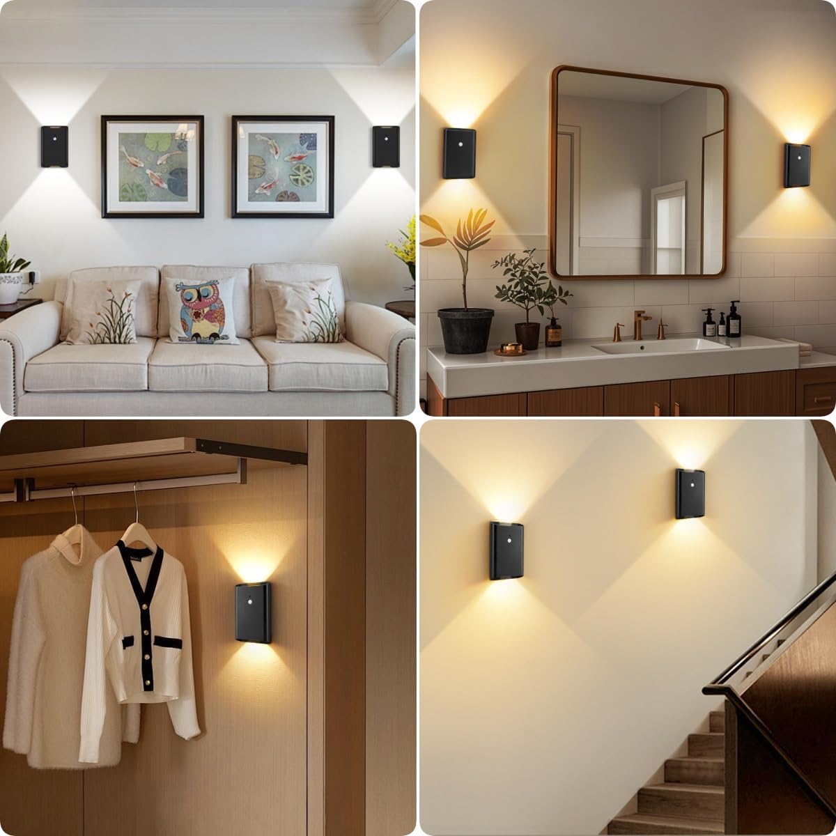 Battery-Operated Motion Sensor Wall Light: 5000mAh Rechargeable Wall Sconce Set of 2 Motion Sensored Closet Light Magnetic Stair Lights Indoor Wireless Wall Sconces Night Light for Bedroom Hallway - Image 5