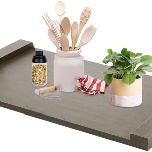 Wooden Stove Top Cover Noodle Board Stove Cover For Gas Stove, Rv Stove Top Cover Kitchen Sink Cover Board For Counter Space, 30 * 22in, Grey