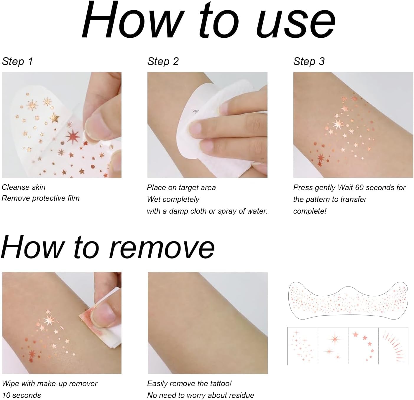 20PCS Glitter Freckles, Glitter Freckles Face Tattoo, Sparkle Freckles for Women and Kids, Cute Star Waterproof Silver Temporary Face Tattoos Glitter Glow Up Patches Makeup Patches (Silver) - Image 8