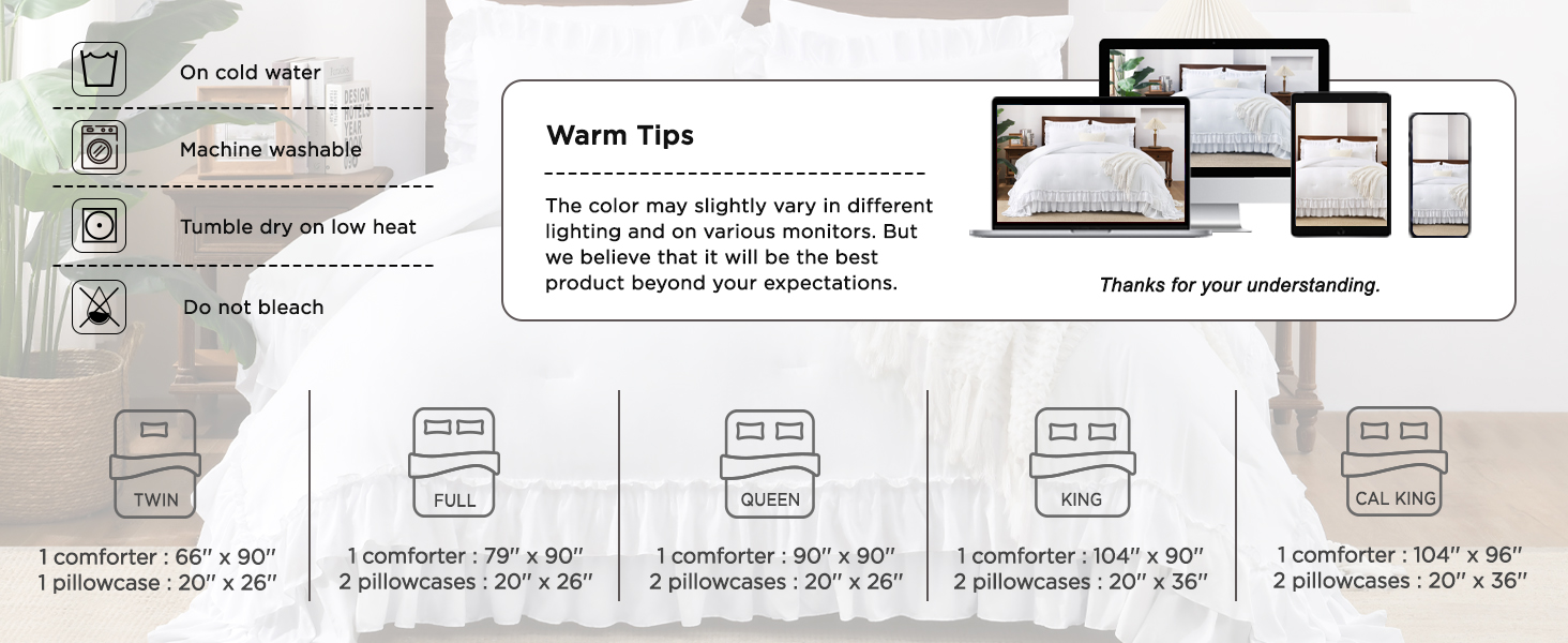 D Ruffle Comforter white