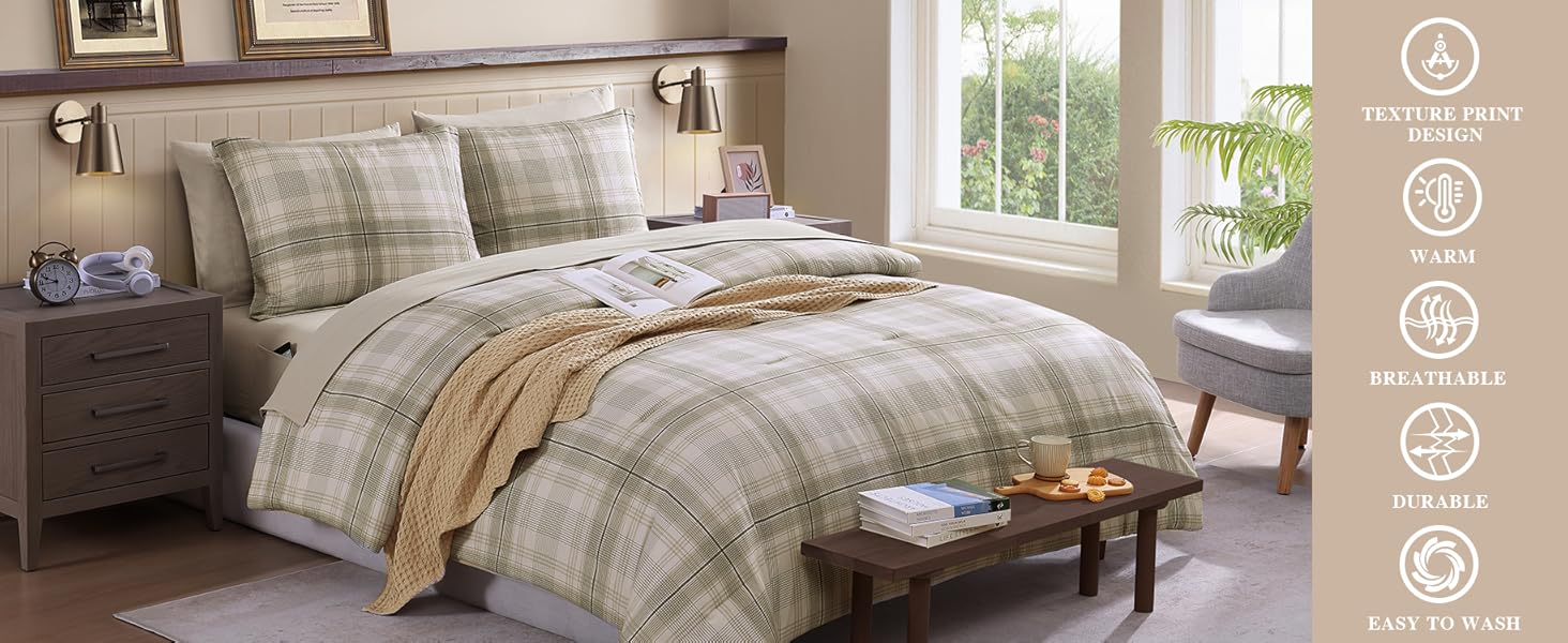 khaki green bedding set 7 piece
