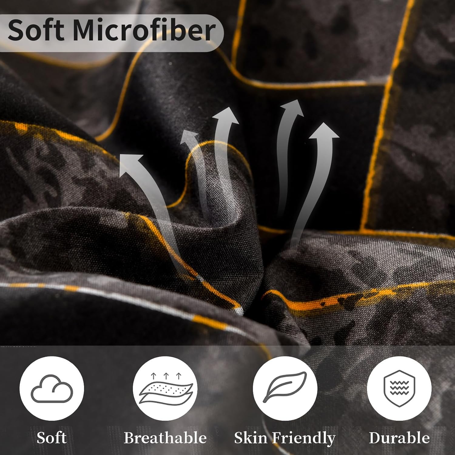 Luxudecor Burgundy Comforter Set Queen Size 7 Pieces Red and Black Stripe Bed in a Bag Geometric Comforter and Sheet Set, Soft Microfiber Complete Bedding Sets for All Seasons - Image 5