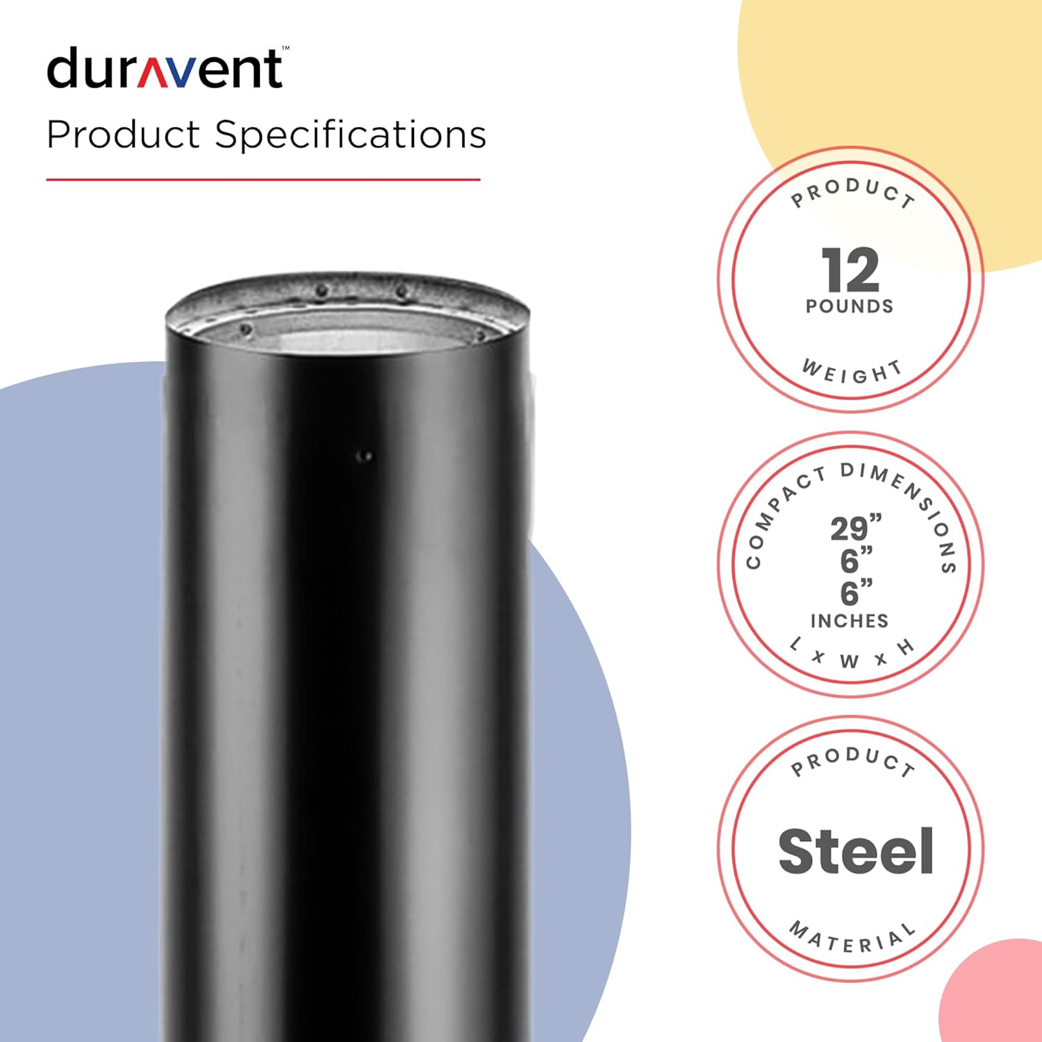 DuraVent 6 Inch Adjustable Lightweight Stainless Steel Double Wall Wood Burning Stove Pipe Connector to Vent Smoke or Exhaust, Black - Image 3