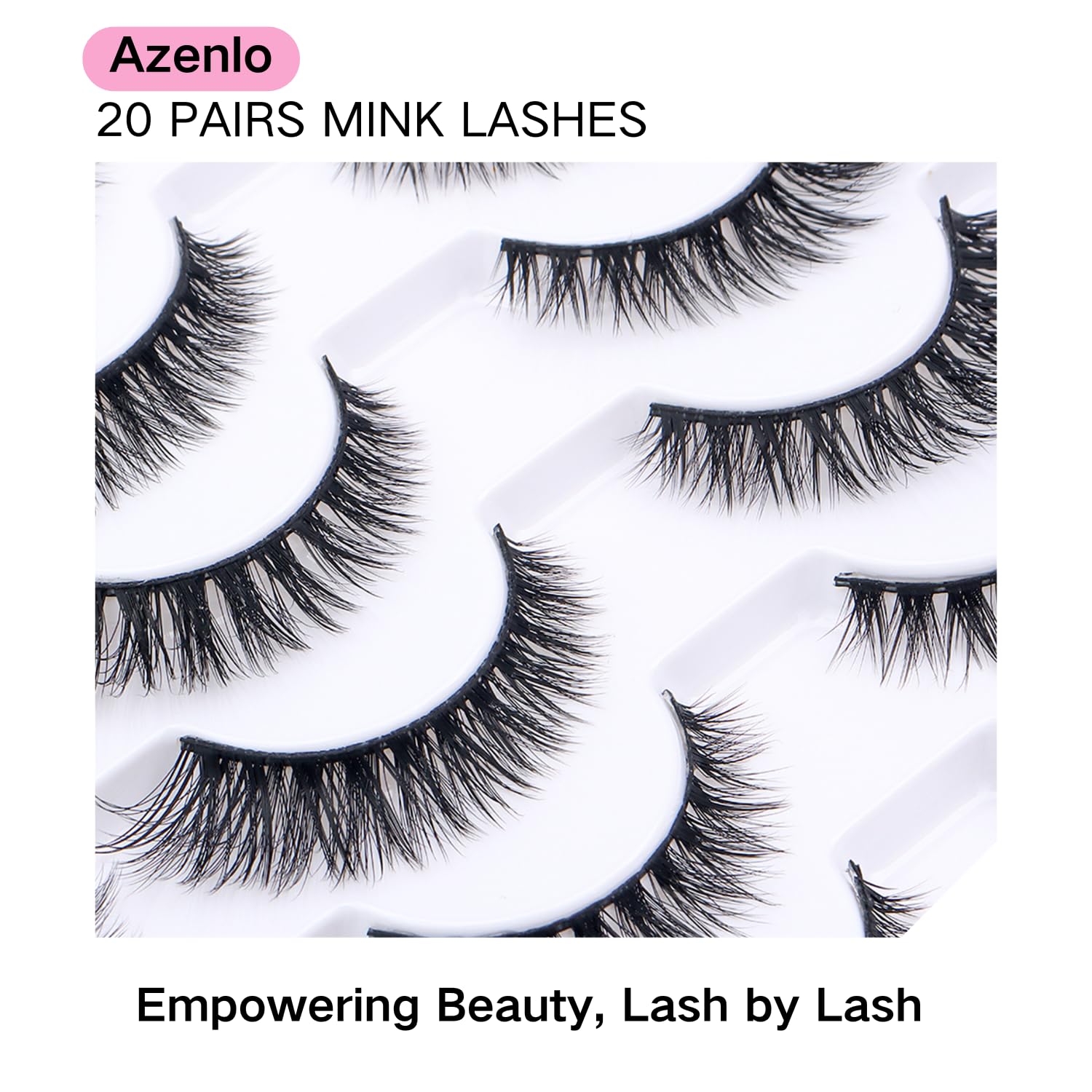 False Eyelashes 20 Pairs Wispy Lashes Faux Mink Lashes 14mm 3D Fluffy Cat Eye Lashes (style 20-061) - Image 2