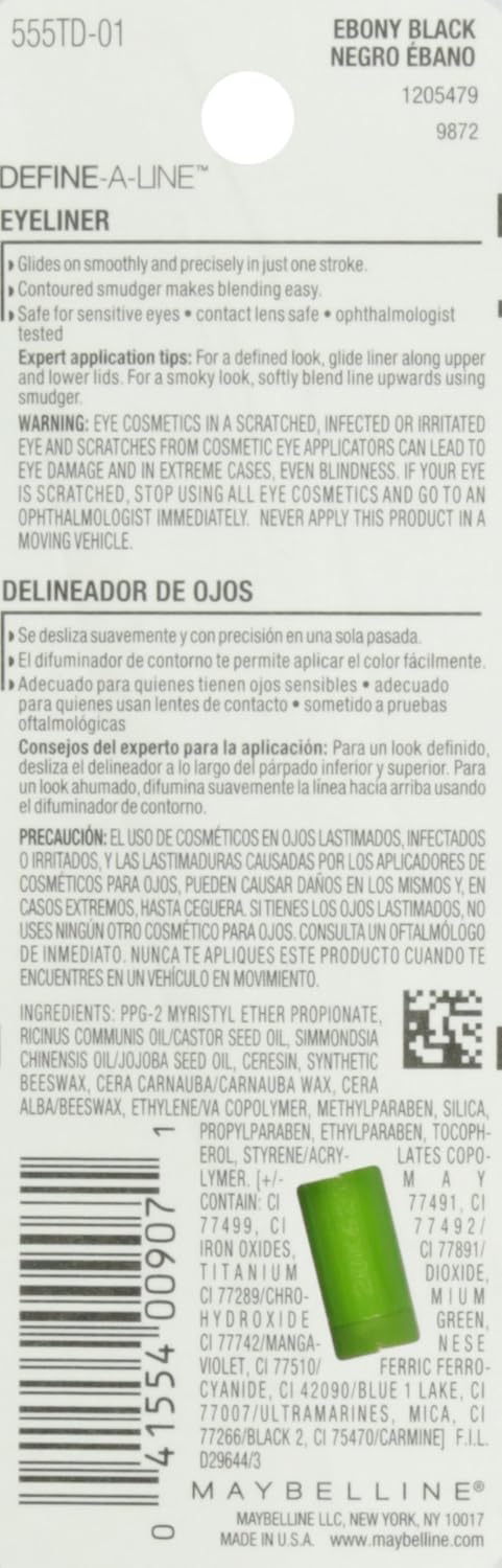 MAYBELLINE New York Define-A-Line Eyeliner, Ebony Black, 0.01 Ounce - Image 3