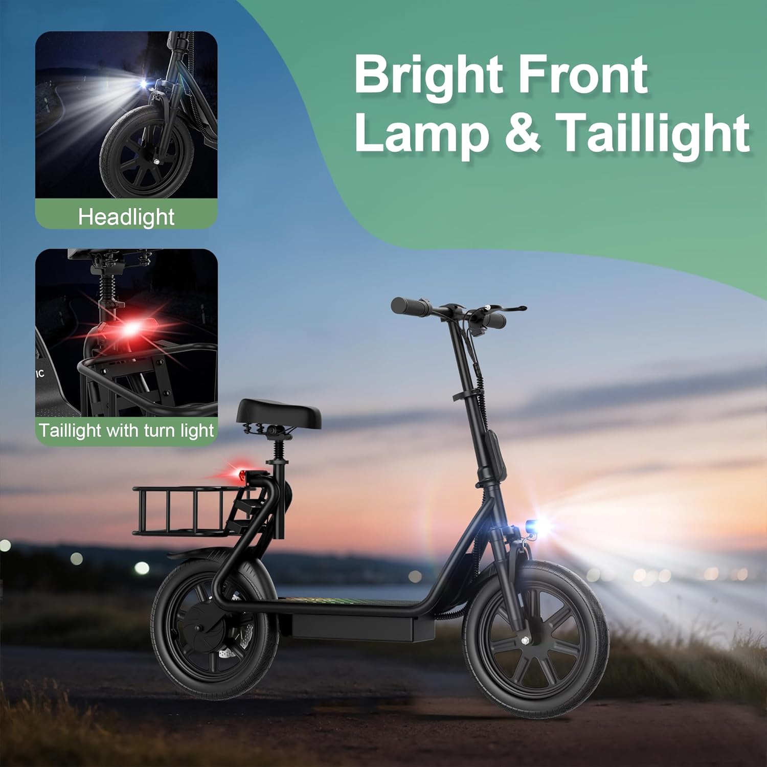 NAVIC Electric Scooter Adults,18/27/49Mile Range,Electric Scooter for Adults,Top Speed 22Mph,350/500W Motor,8.5"/14'' Tires,Foldable e Scooter with Back Basket,APP - Image 9