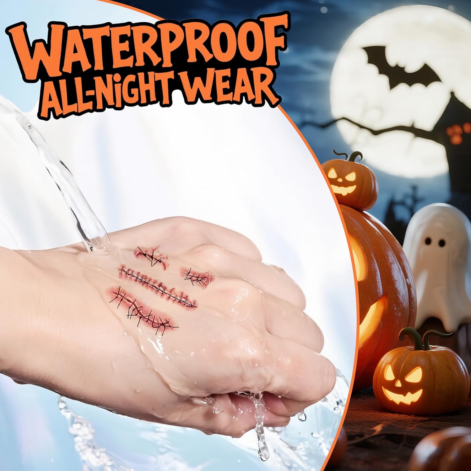 Zerobe Professional Zombie Film SFX Makeup Kit - Large 3D Fake Scars Blood Tattoo Stickers for Movie-Quality Undead Effects | Waterproof, Realistic Wounds for Cosplay, Halloween (Large 121 Pcs) - Image 5