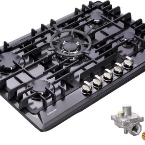 30 Inch Gas Cooktop, Built-in 5 Burners Stainless Steel Stovetop with Thermocouple Protection LPG/NG Convertible Stove Dual Fuel Cooktop DM527-SA02B