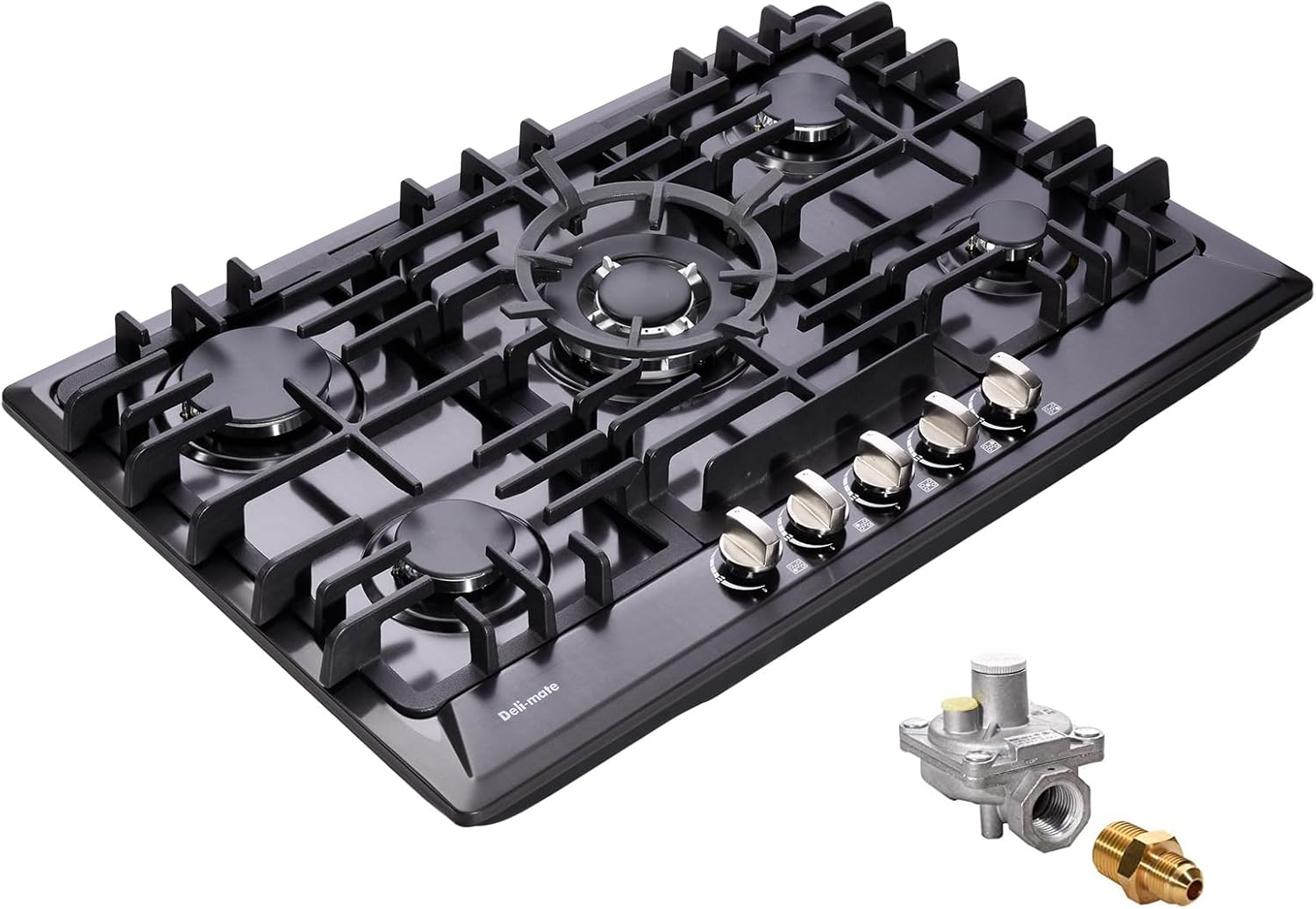 30 Inch Gas Cooktop, Built-in 5 Burners Stainless Steel Stovetop with Thermocouple Protection LPG/NG Convertible Stove Dual Fuel Cooktop DM527-SA02B