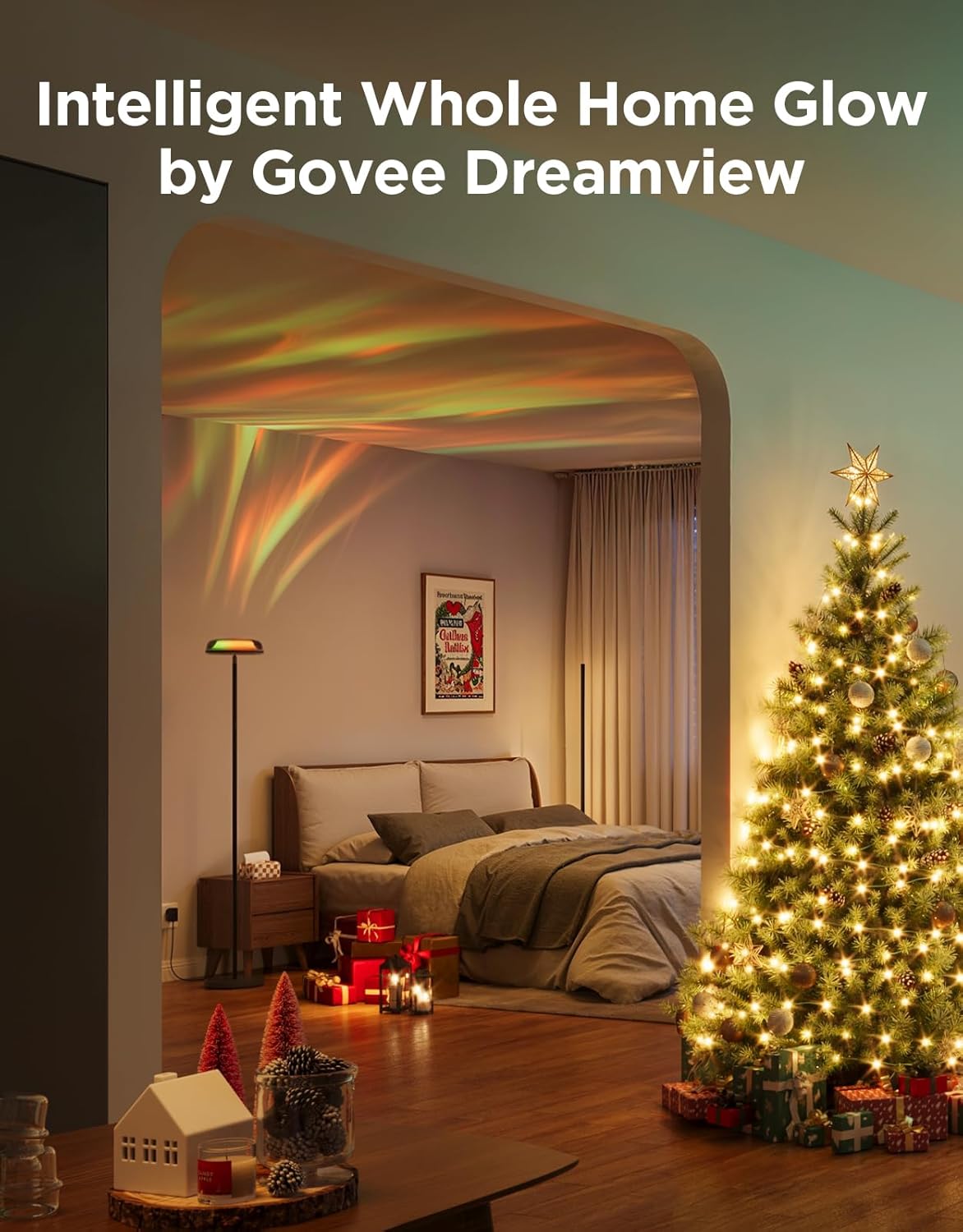 Govee Uplighter Floor Lamp for Living Room, RGBIC Ripple Projector, Floor Lamp for Bedroom Works with Matter, 215 ft² Light Area, 1000lm LED Modern Corner Floor Light, Warm Cool White Standing Lamp - Image 4