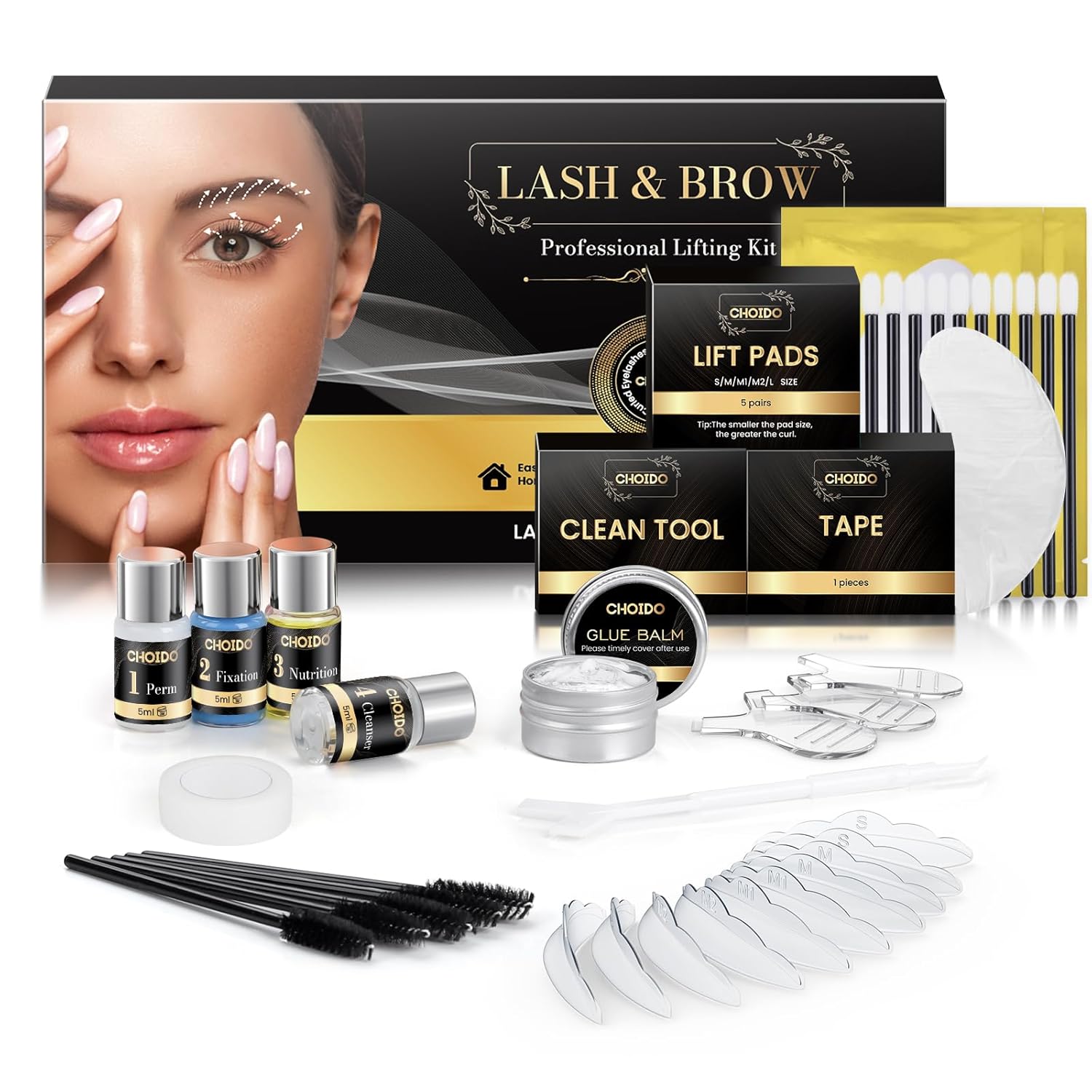 Lash Lift Kit - Eyebrow Lamination Kit, Eyelash Perm Kit, Professional Eyelash Curling Lash Extension & Eyebrow Lift 2 in 1 Kit, Eyelash Lift Kit Easy to Use at Home Diy & Salon, Lasts For 6-8 Weeks