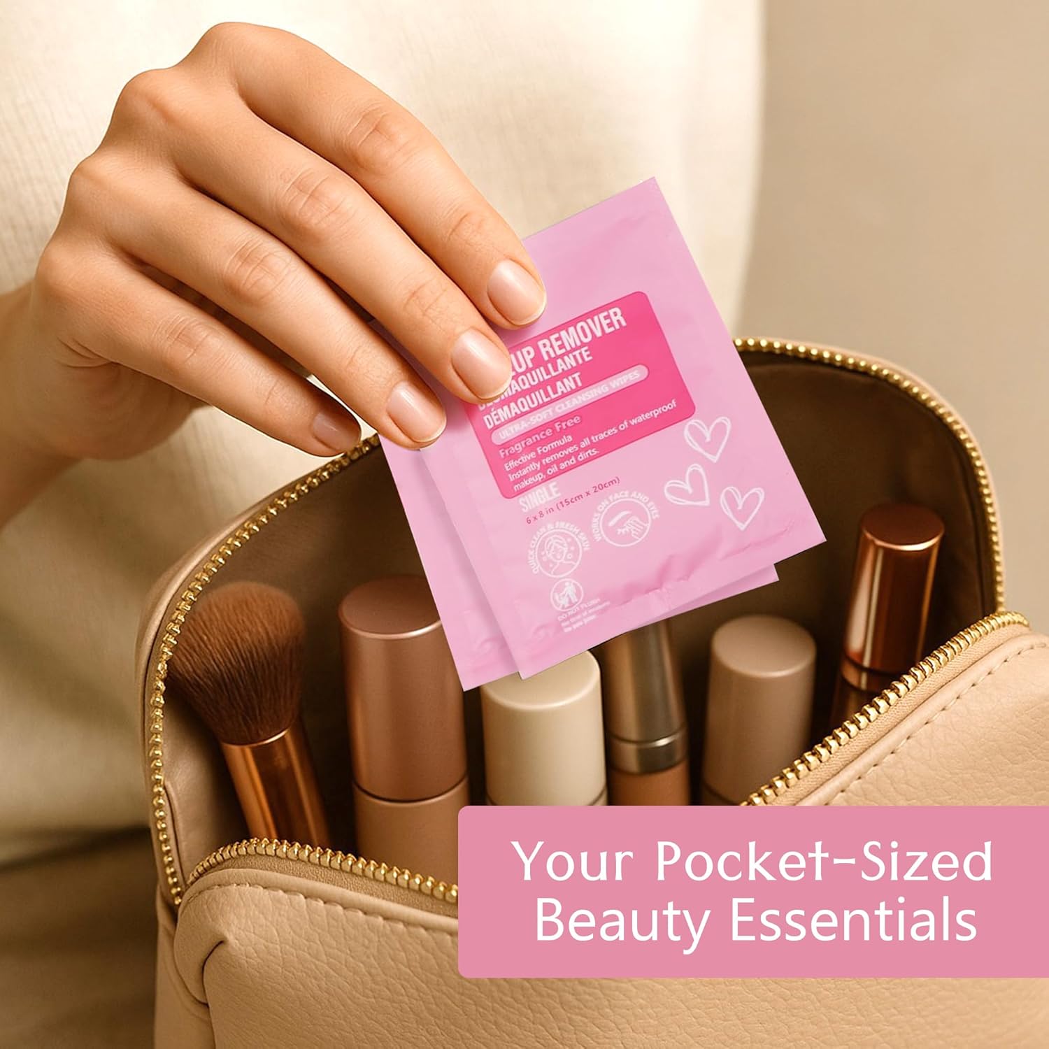 Air Jungles Makeup Remover Wipes Single Wrapped, 25 Ct, Mini Travel Size for Cleansing Face and Eyes, Fragrance-Free, Alcohol-Free, Infused with Vitamin E for All Type Skin - Image 5