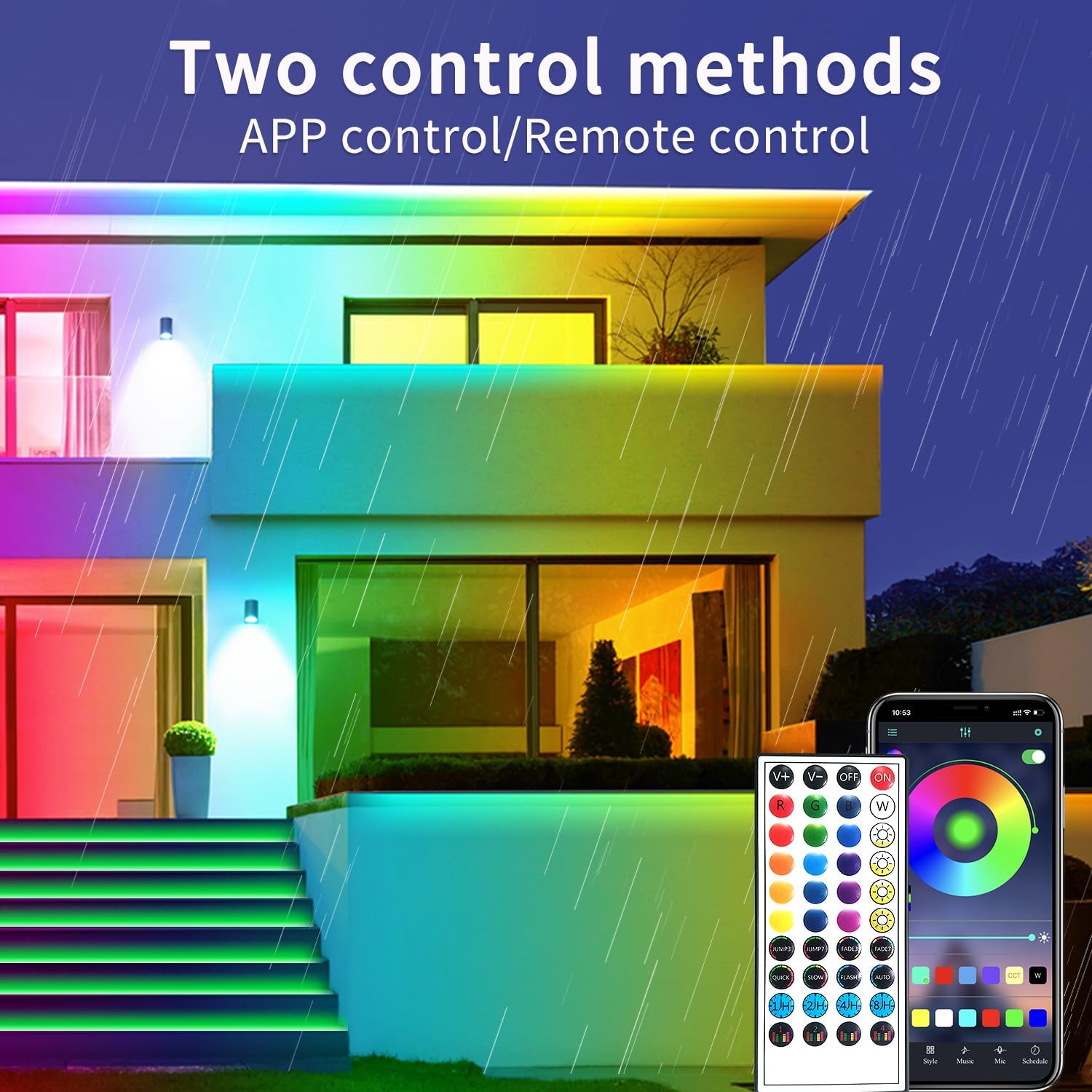 300 ft Outdoor LED Strip Lights Waterproof,IP68 Waterproof LED Light Strips with Remote,App Control Music Sync RGB Outdoor LED Rope Lights,LED Lights for Bedroom,Roof,Deck,(2 Rolls of 150ft) - Image 2