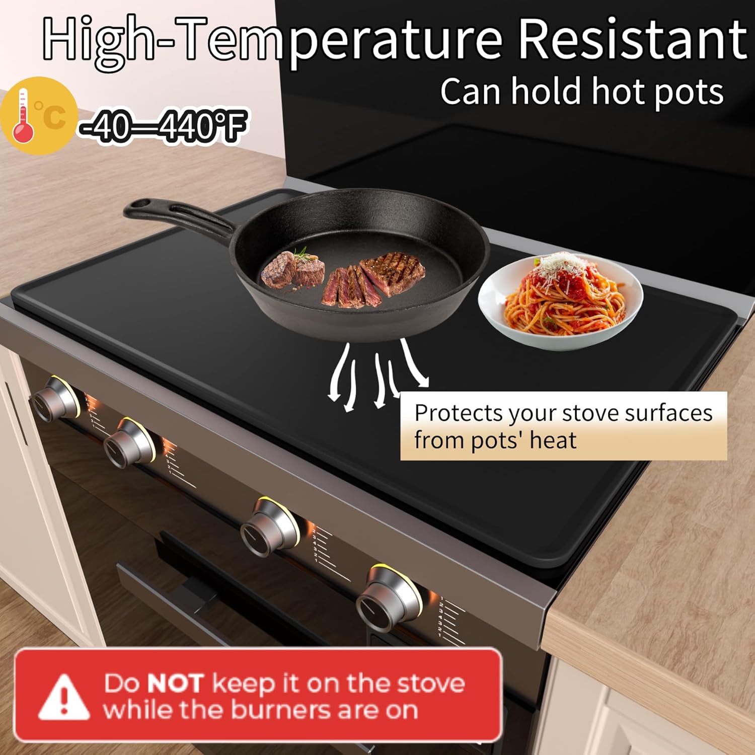 Electric Stove Top Cover Silicone - Upgraded 30" x 21" Glass Stovetop Countertop Protector Mat - Oven Induction Cooktop Guards Mat Extra Space for Kitchen RV XXL - Image 6