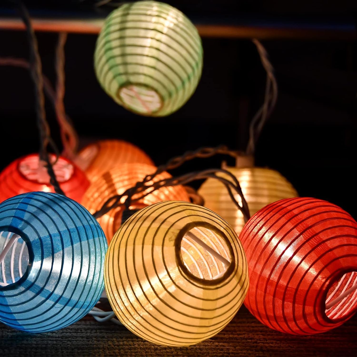 SUNSGNE Lantern String Lights, 8.5FT Indoor Lantern Christmas Lights with 10 LED Colorful Lanterns for Home Patio Party Wedding Bistro Indoor Bedroom Decoration - Image 5