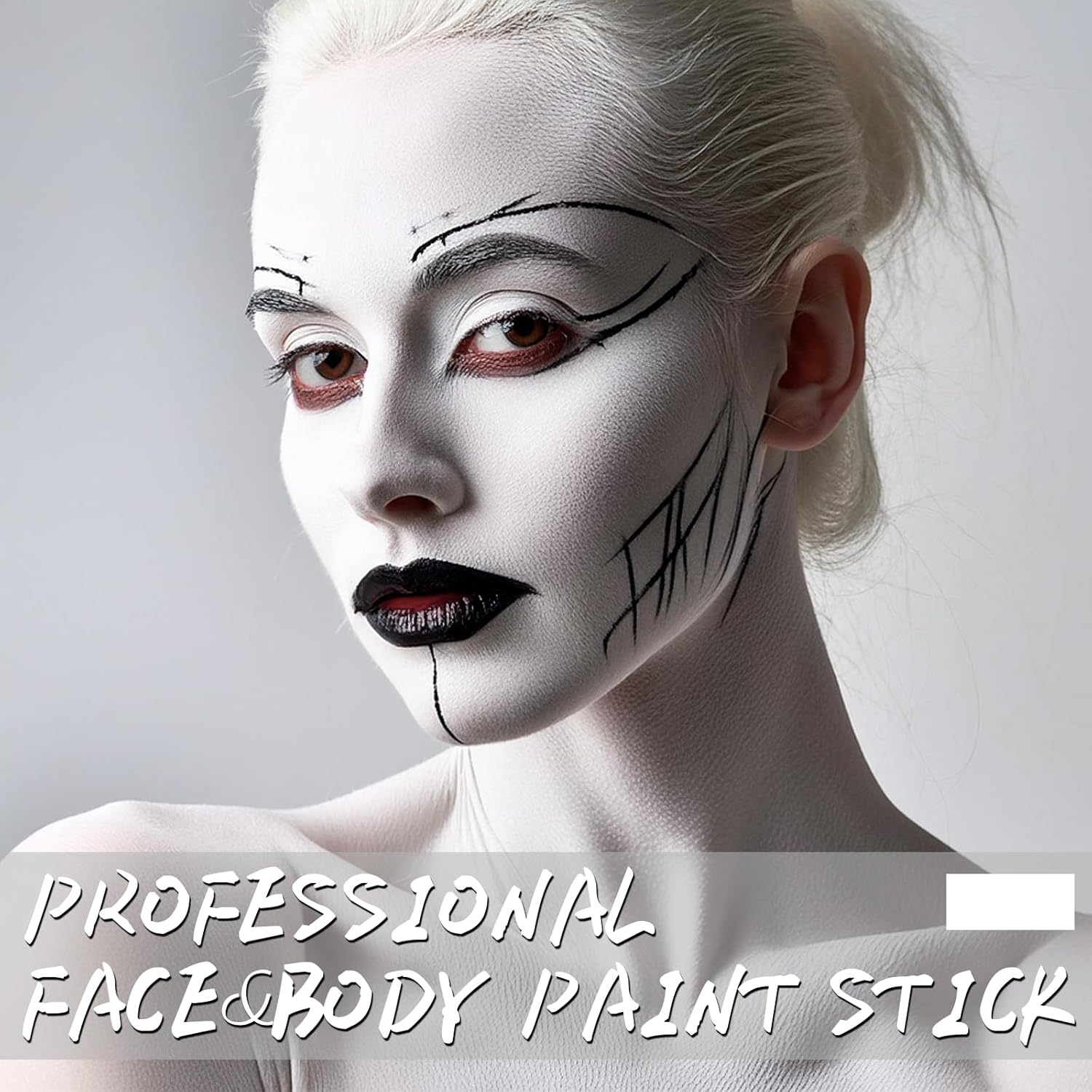 White Face Body Paint Stick, Eye Black Stick for Sports, Waterproof Full-Coverage White Foundation Face Makeup for Halloween Zombie Clown Vampire Skeleton Skull Joker Goth Cosplay Makeup - Image 2