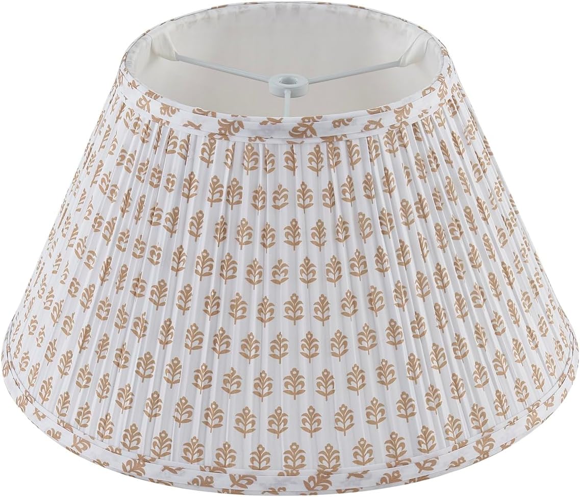 Lamp Shades for Table Lamps,Medium Lamp Shade 7" Top x 13" Bottom x 7.8" Slant Height,Barrel Replacement Lampshade(Spider Fitter), Modern Fabric Pleated Lampshades for Table Lamp 1 Pack(Brown Floral)
